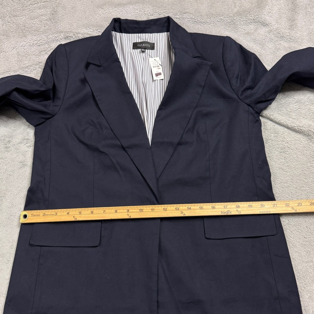 NWT Talbots Women's Navy Blue Cotton Linen Blend Single Button Blazer Size 10 - Picture 9 of 13